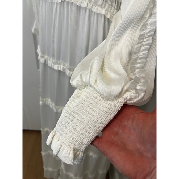 NWT Chelsea & Violet Satin Ruffle Tiered Maxi Dress Boho Wedding Family Photos - Picture 5 of 12